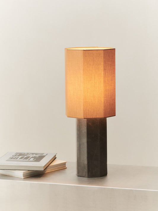 Eight over Eight Lamp - Grey Marble, Small Table Lamps