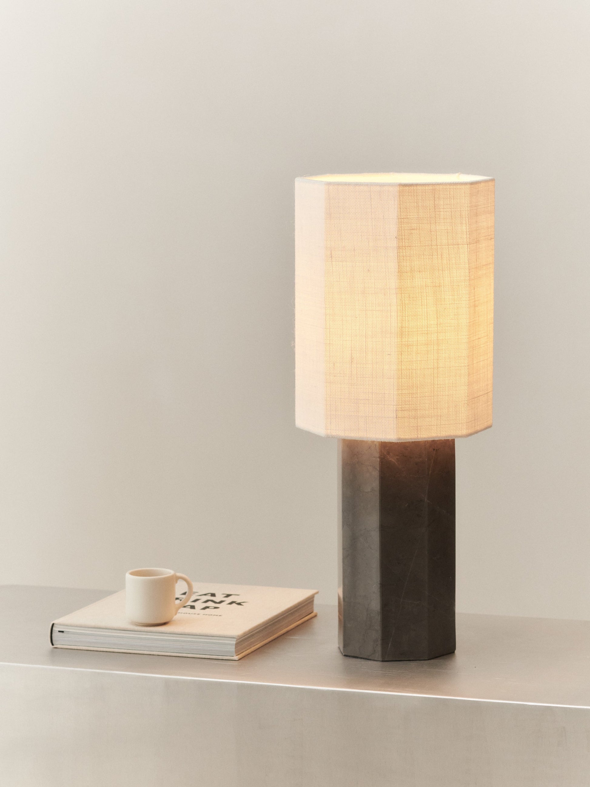 Eight over Eight Lamp - Grey Marble, Small Table Lamps