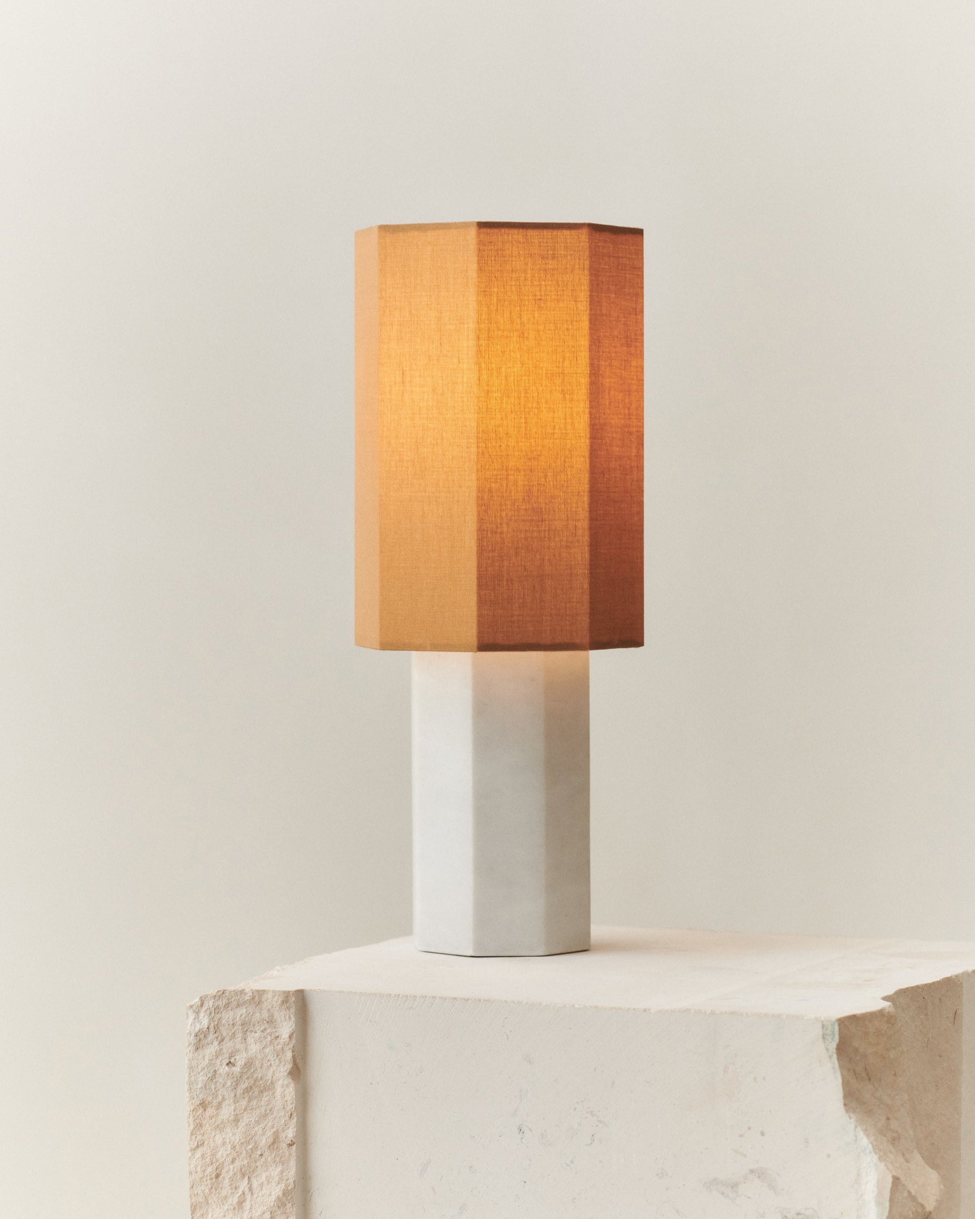 Eight over Eight Lamp - White Marble, Small Table Lamps