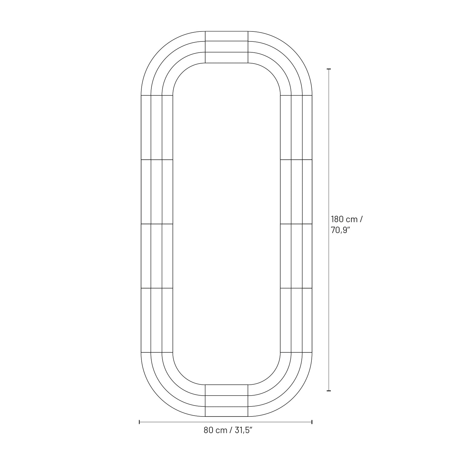 Elo Hand Glazed Mirror - 180x80 Mirrors