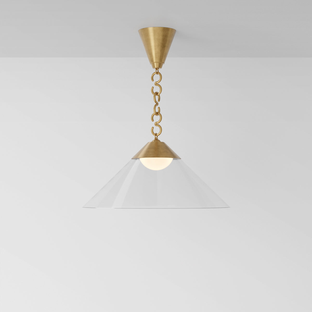 Elo Pendant Light in Aged Brass Clear Shade Pendant Lights