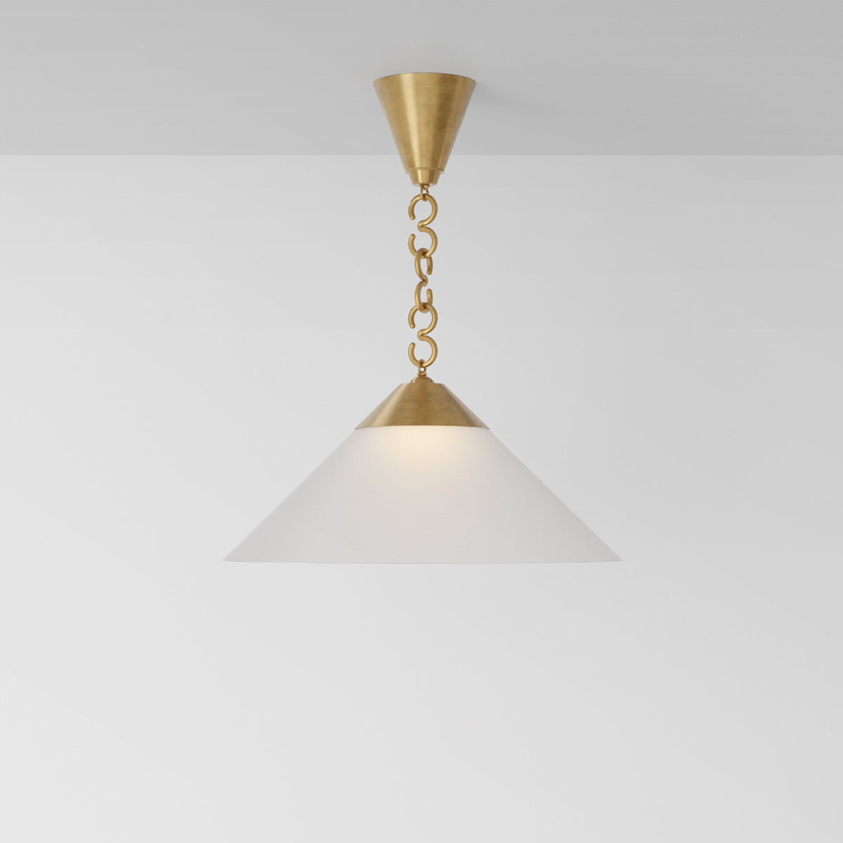 Elo Pendant Light in Aged Brass Frosted Shade Pendant Lights