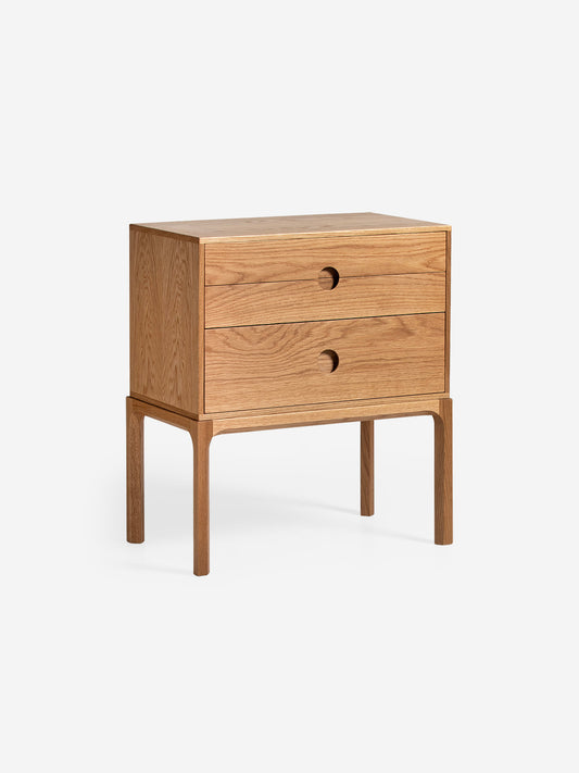 Entre Tall Bedside Table Nightstands - Oak