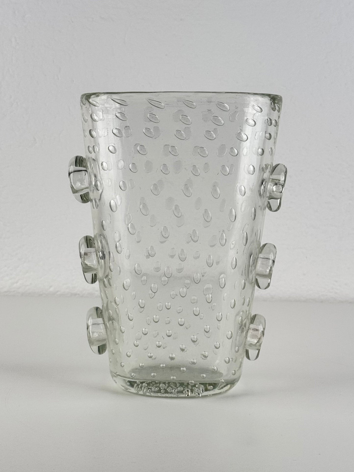 Ercole Barovier Exceptional Pulegoso Glass Vase with Applied Discs, 1930s Vases