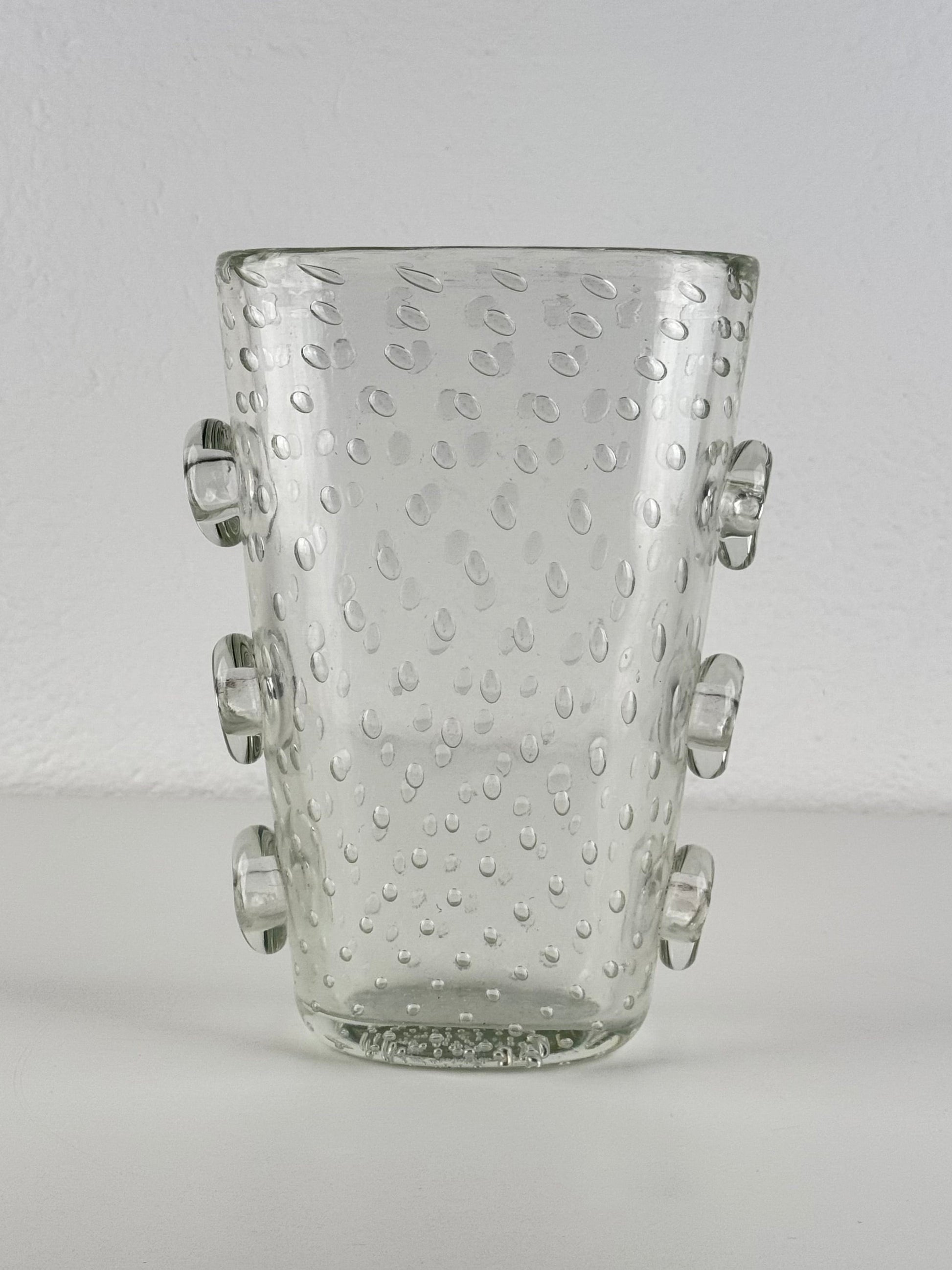 Ercole Barovier Exceptional Pulegoso Glass Vase with Applied Discs, 1930s Vases