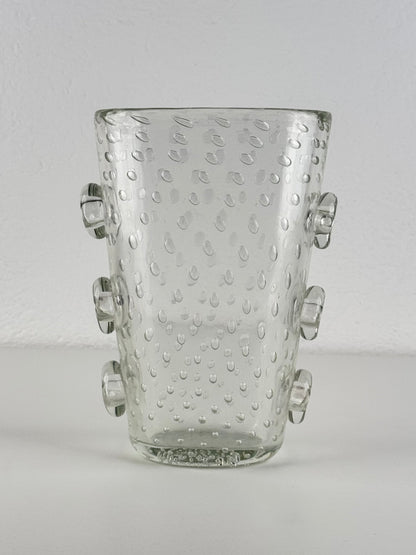 Ercole Barovier Exceptional Pulegoso Glass Vase with Applied Discs, 1930s Vases