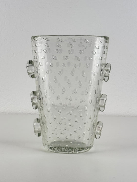 Ercole Barovier Exceptional Pulegoso Glass Vase with Applied Discs, 1930s Vases