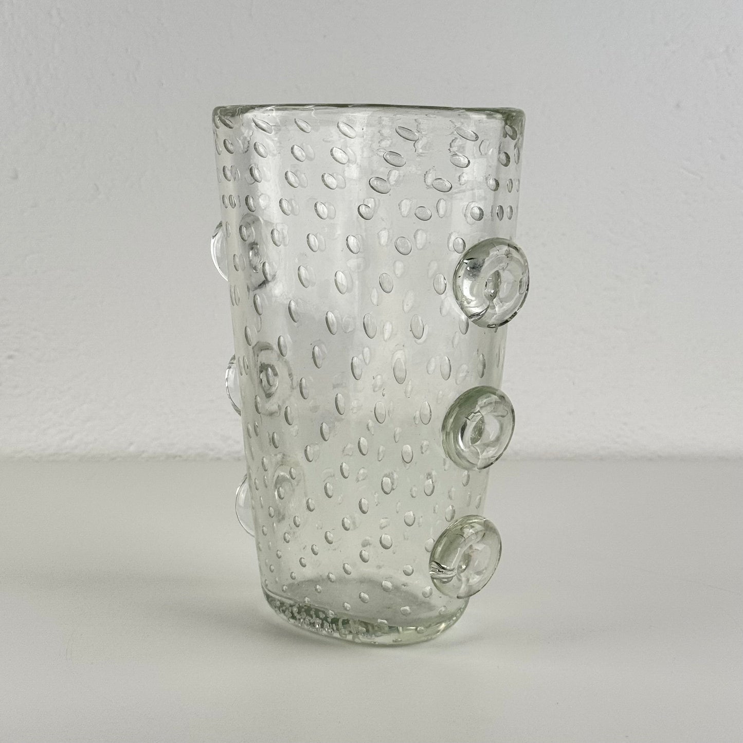 Ercole Barovier Exceptional Pulegoso Glass Vase with Applied Discs, 1930s Vases