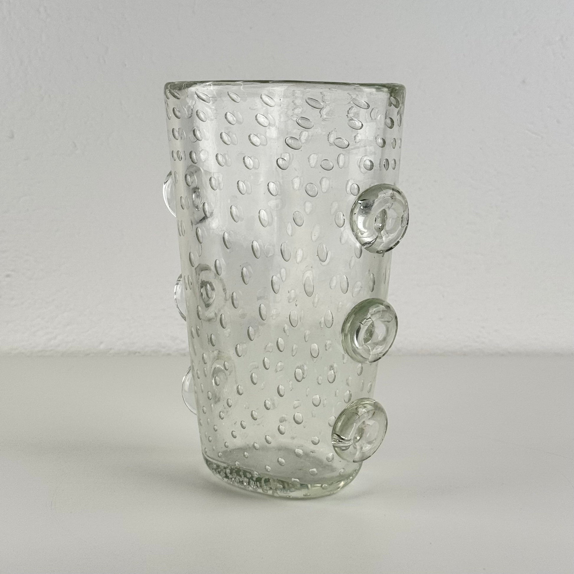 Ercole Barovier Exceptional Pulegoso Glass Vase with Applied Discs, 1930s Vases