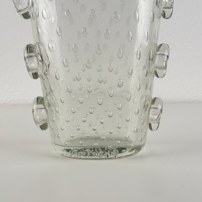 Ercole Barovier Exceptional Pulegoso Glass Vase with Applied Discs, 1930s Vases