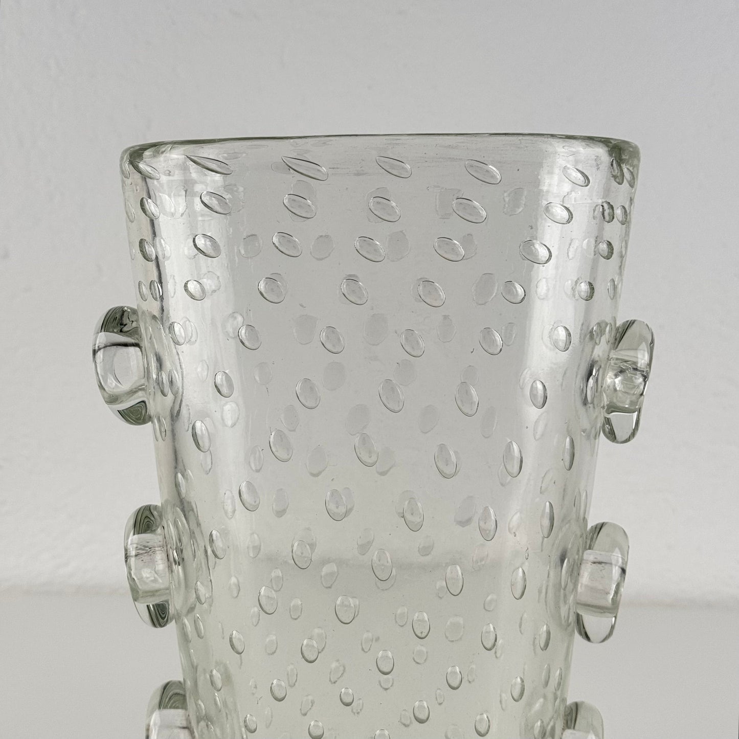 Ercole Barovier Exceptional Pulegoso Glass Vase with Applied Discs, 1930s Vases