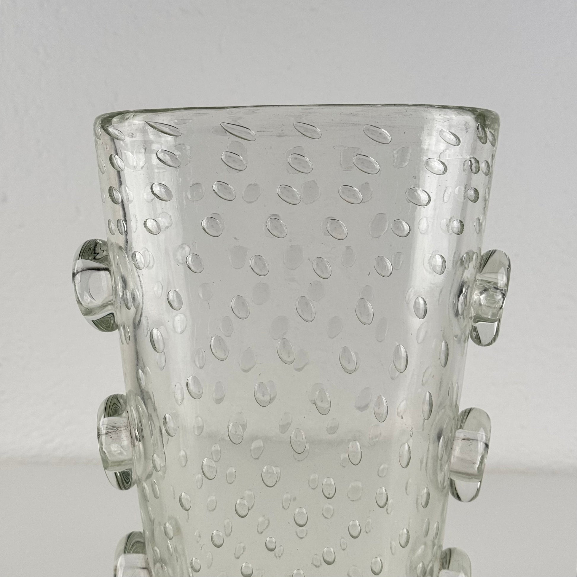 Ercole Barovier Exceptional Pulegoso Glass Vase with Applied Discs, 1930s Vases