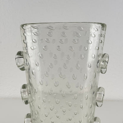 Ercole Barovier Exceptional Pulegoso Glass Vase with Applied Discs, 1930s Vases
