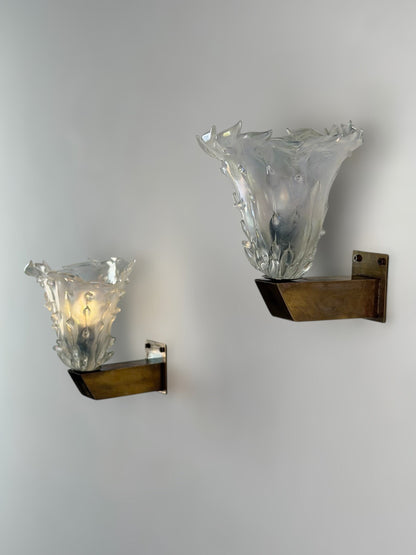 Ercole Barovier "Medusa Piccola" Art Deco Wall Sconces, Murano, Circa 1940 Sconces