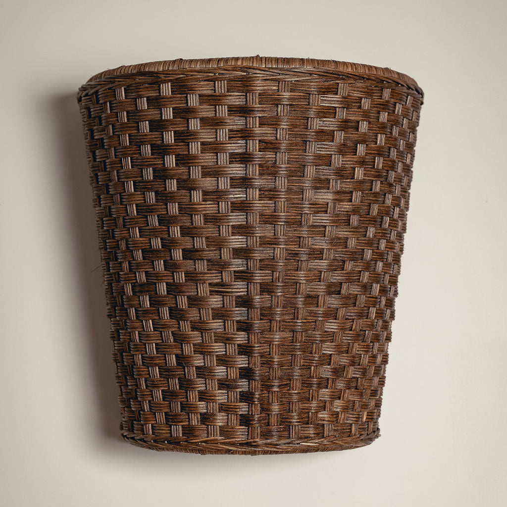 Evelyn Wall Light Shade, Teak, close up of the teak rattan weave