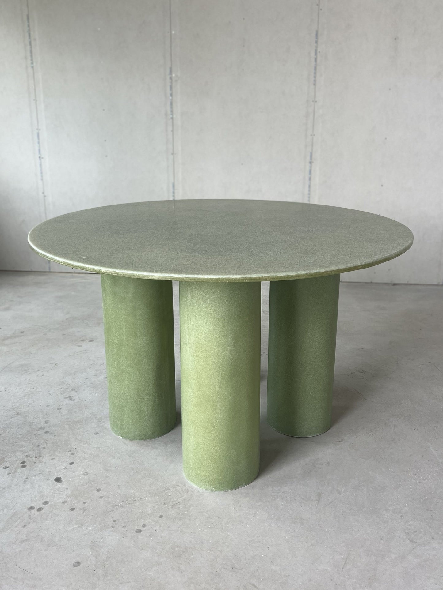 Fiberglass Column Round Dining Table, Raw Green by Vava Objects Dining Tables