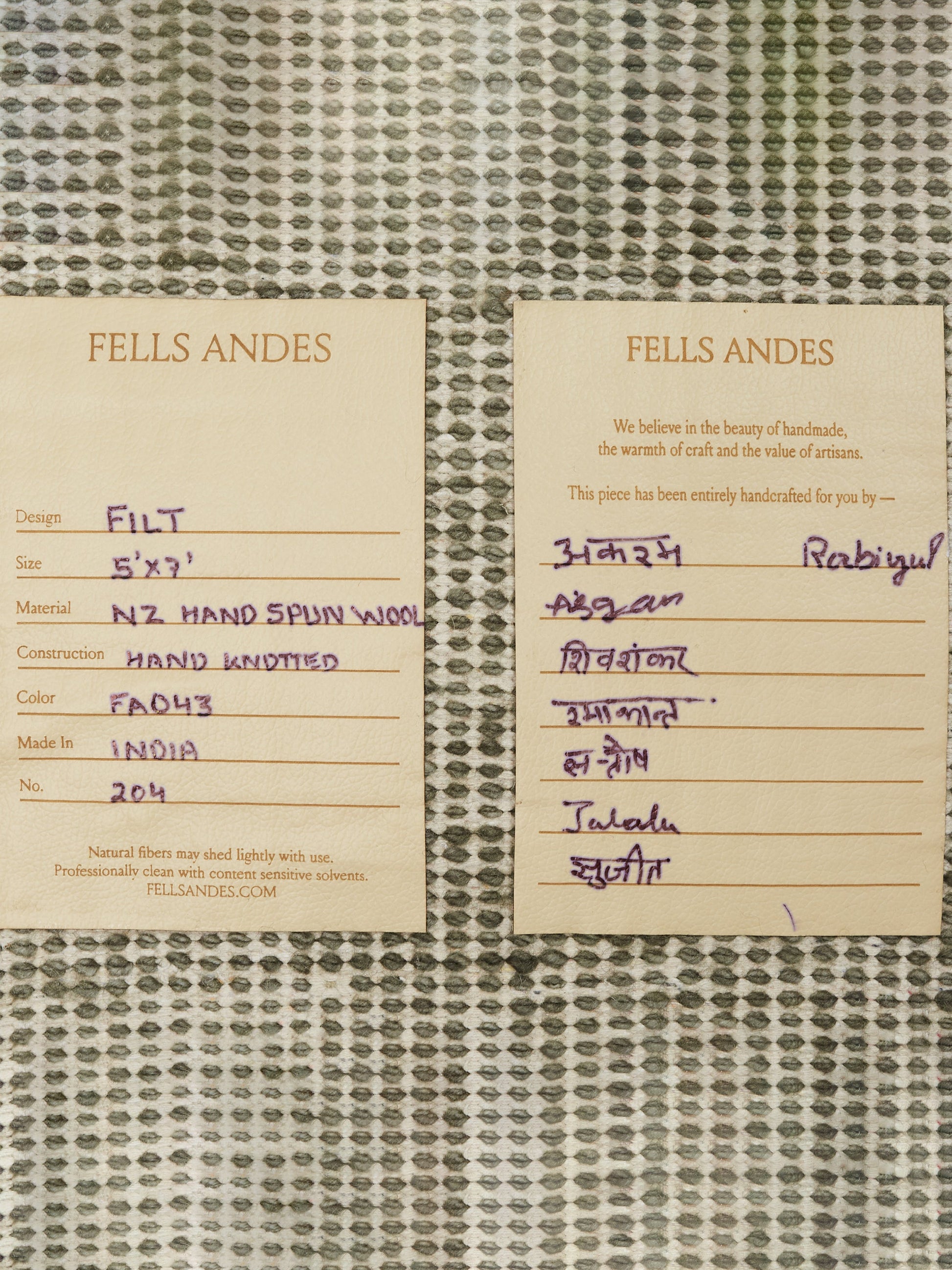 Filt Rug by Fells Andes Rugs