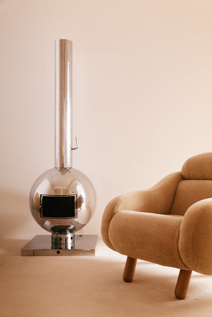 Fireplace in Polished Steel by Dreis Krejkamp, Netherlands, 1960 Fireplace