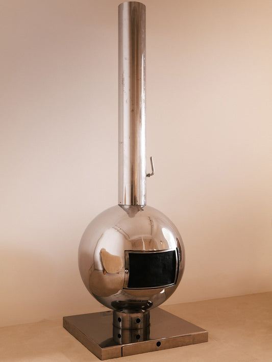 Fireplace in Polished Steel by Dreis Krejkamp, Netherlands, 1960 Fireplace