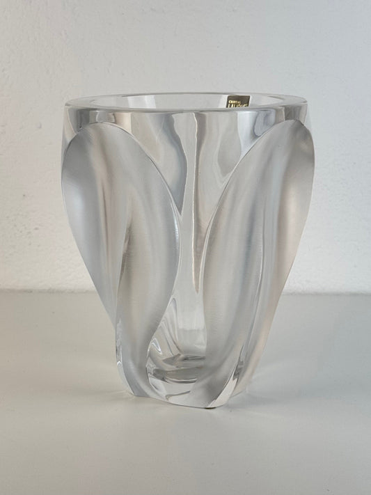 "Flamme" Crystal Vase by Lalique Paris, Signed, 1970s - Sculptural Flower Vase Vases
