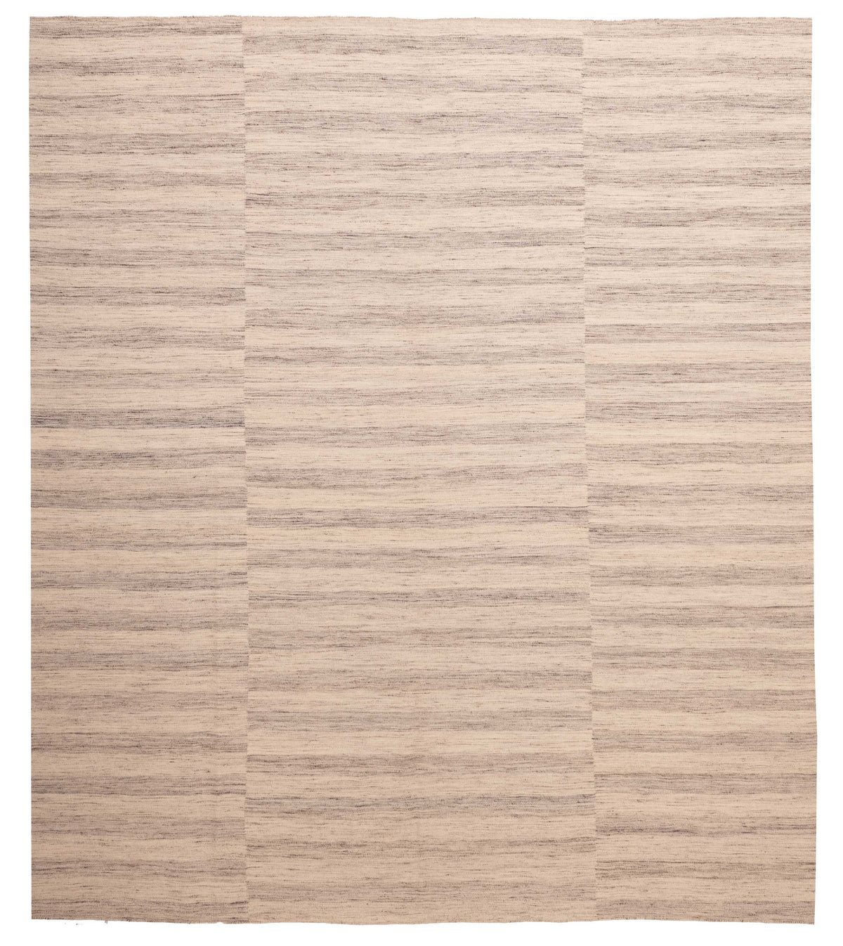 Flat-weave Rug in Sand, overhead view of the full sand and ivory wool rug