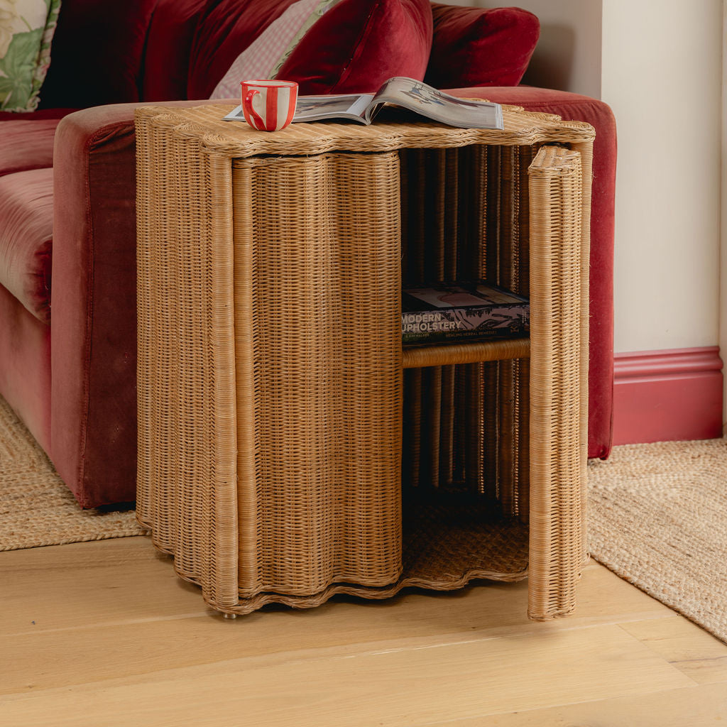 Flute Rattan Side Table End Tables