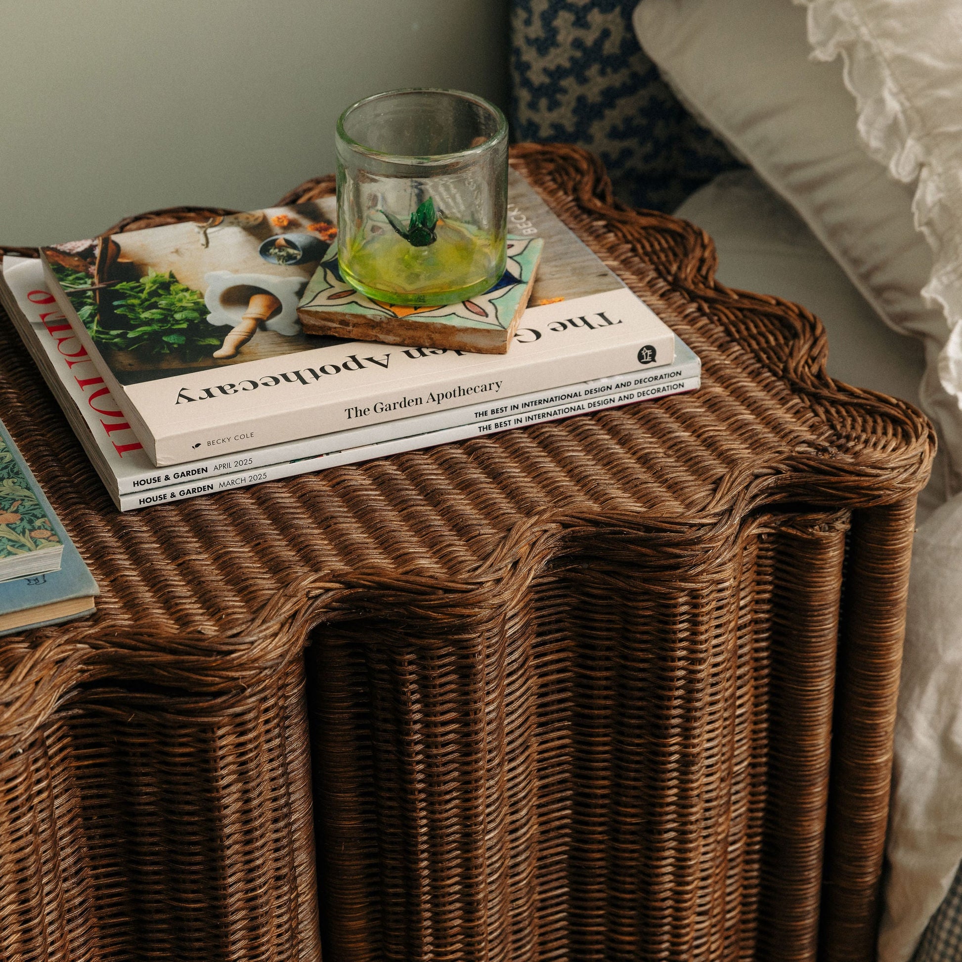 Flute Rattan Side Table End Tables