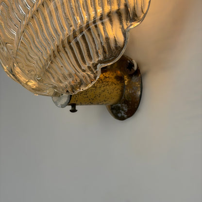 Pair of "Foglia" Murano Glass Wall Lights by Ercole Barovier for Barovier & Toso, 1940s Sconces