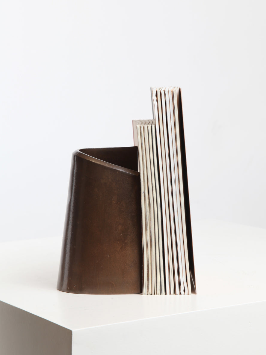 Fold Bookend, Darkened Brass Bookends