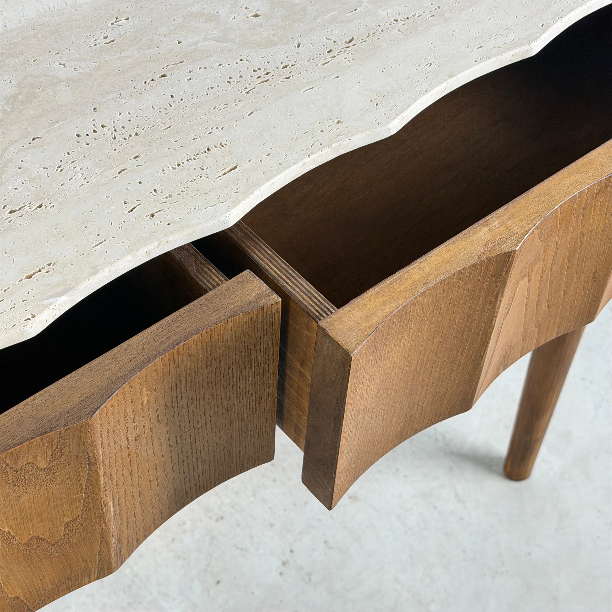 FORME Exclusive Ashwood & Travertine Console, Contemporary Design Consoles