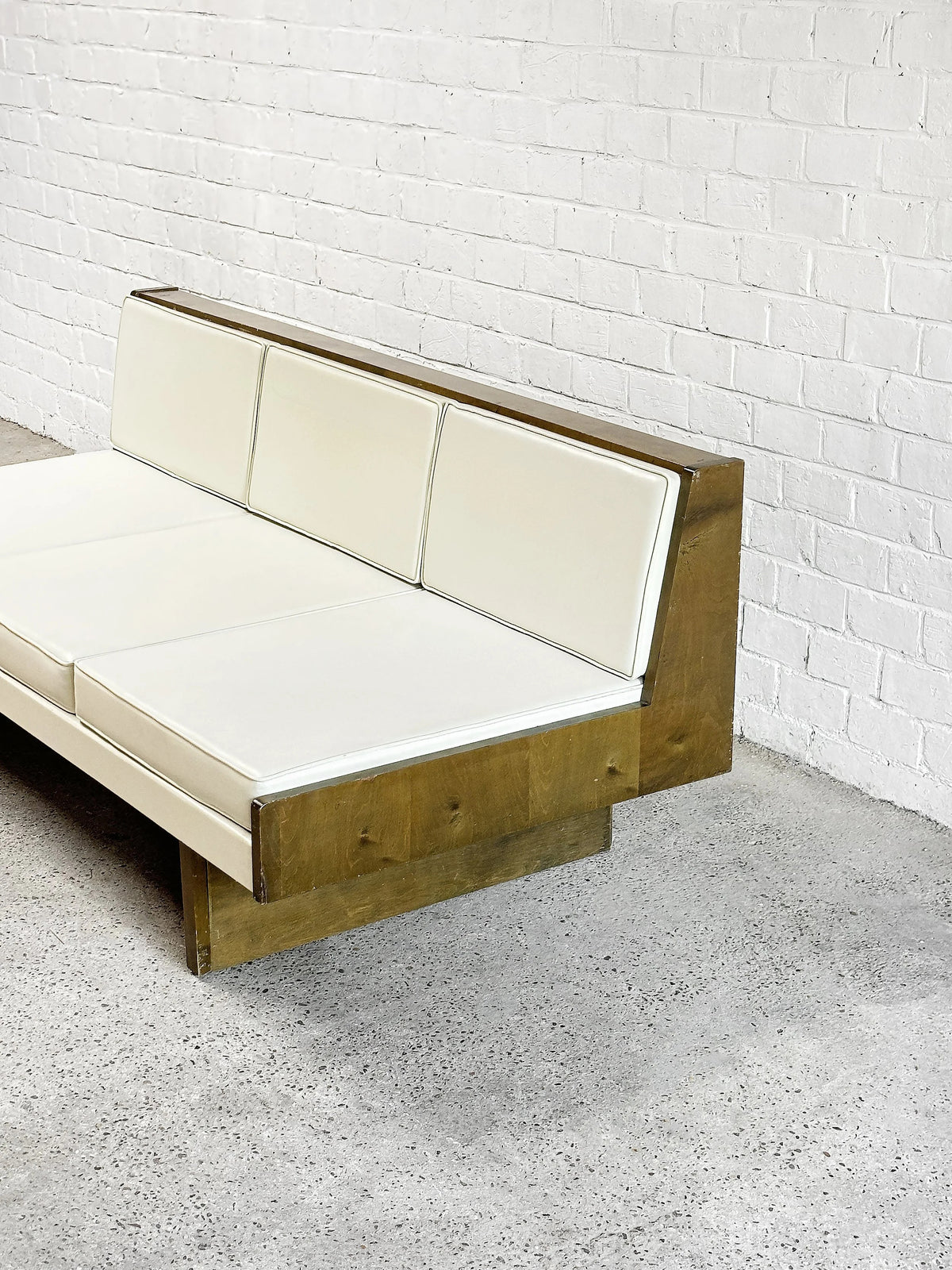 French Modernist Living Room Sofa Set in White Leather, 1950s Sofas