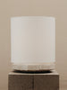 Radian Lamp in Frost Glaze with Off White Linen Table Lamps