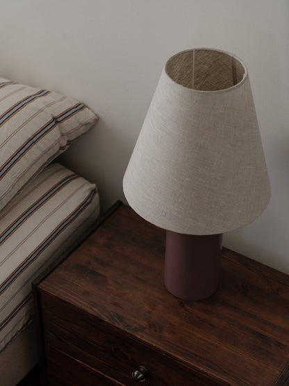 Giro Table Lamp in Bois de Rose, close up of the shade and base