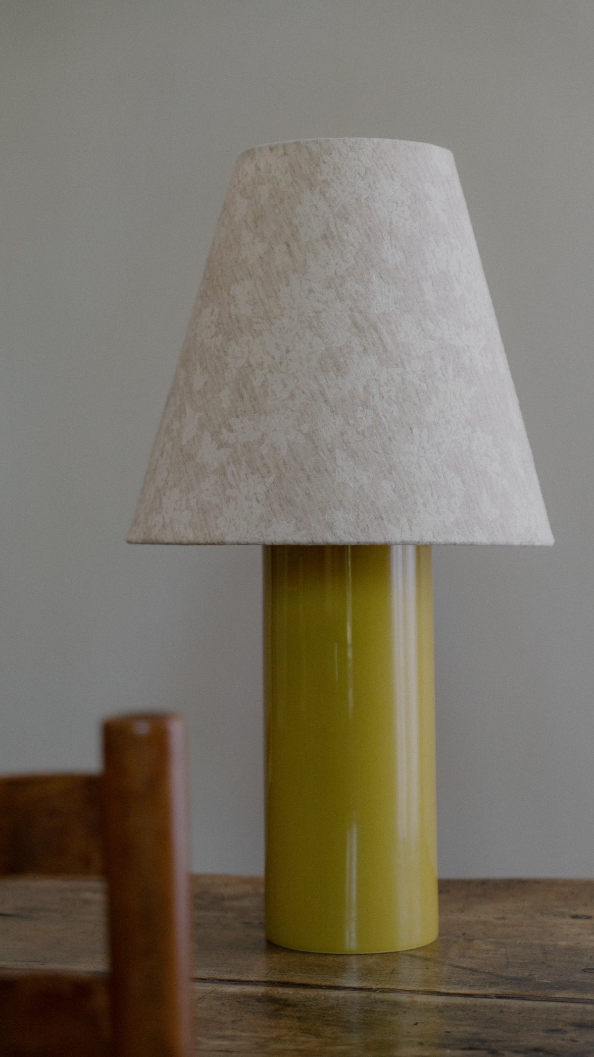 Giro Table Lamp in Chartreuse Florale, front view