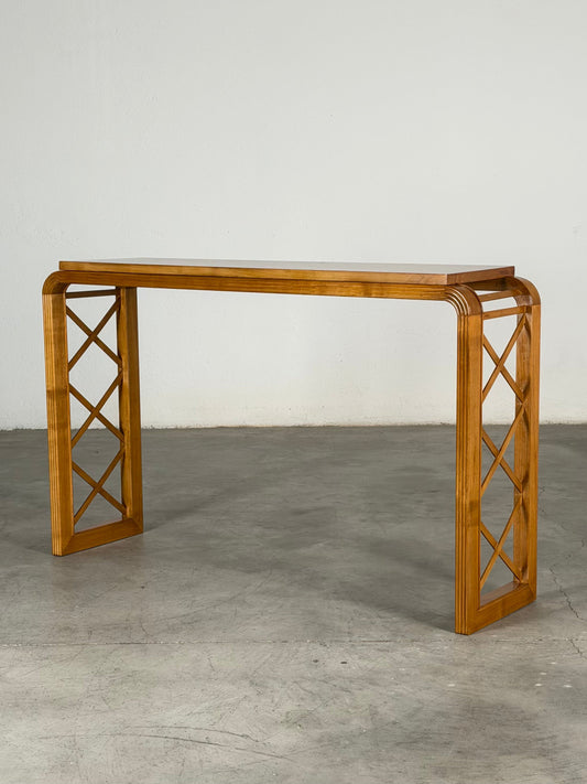 "HYLE" Contemporary Art Deco and Mid-Century Inspired Cherrywood Console by FORME Consoles
