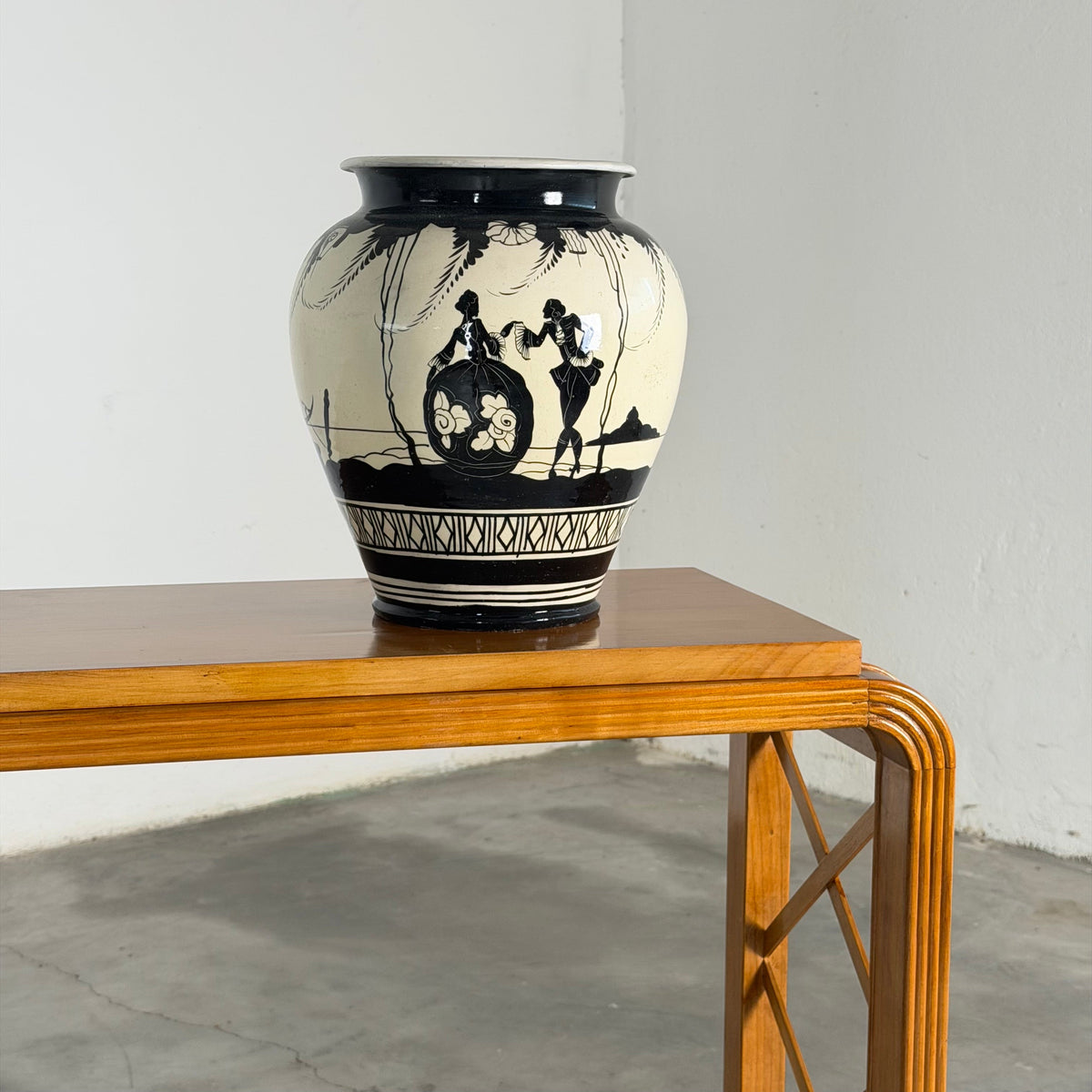 "HYLE" Contemporary Art Deco and Mid-Century Inspired Cherrywood Console by FORME Consoles