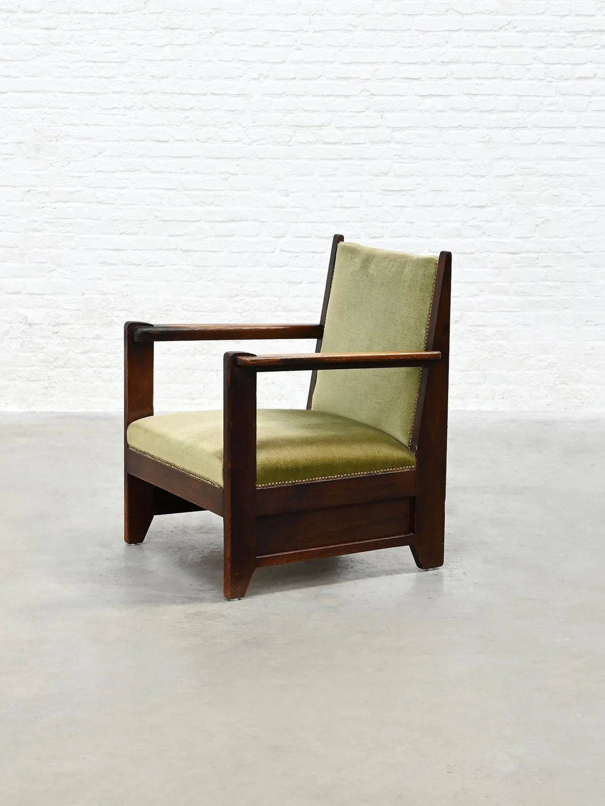 1920s Attributed to Hendrik Wouda Hague School Armchair, Stained Oak Chairs