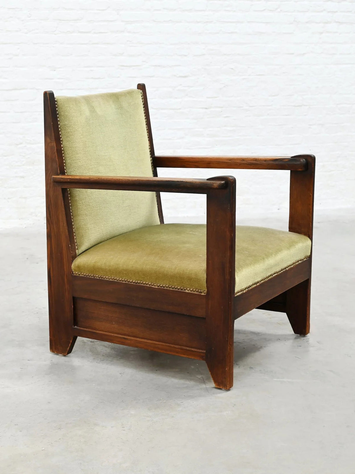 1920s Attributed to Hendrik Wouda Hague School Armchair, Stained Oak Chairs