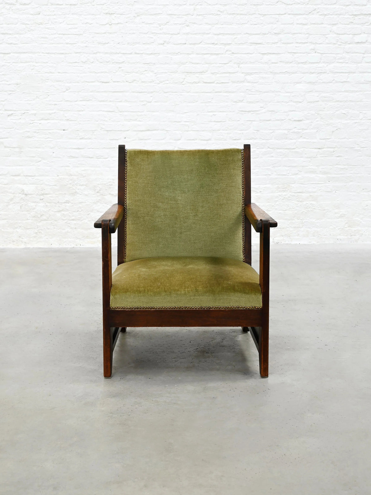 1920s Attributed to Hendrik Wouda Hague School Armchair, Stained Oak Chairs
