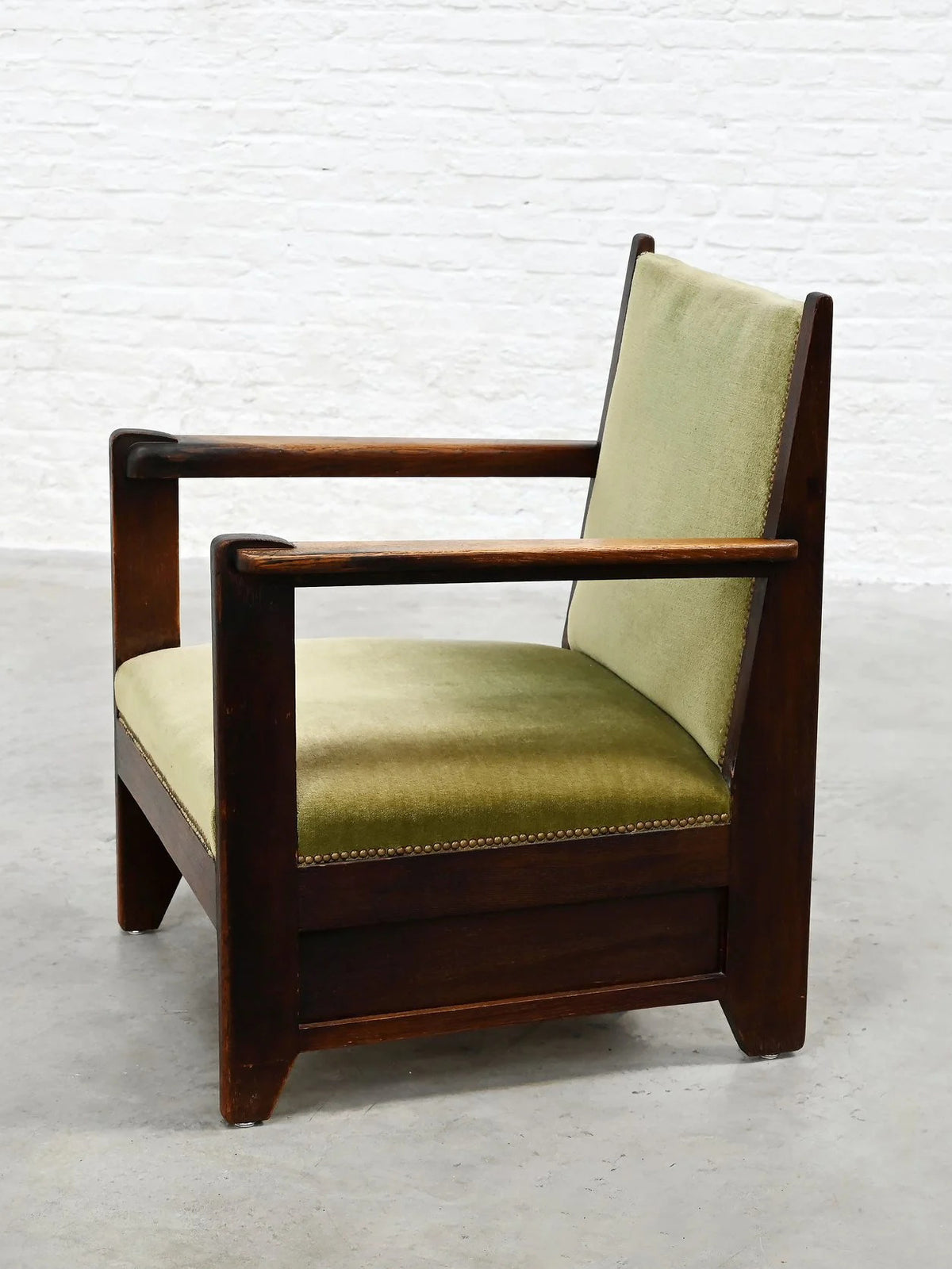 1920s Attributed to Hendrik Wouda Hague School Armchair, Stained Oak Chairs