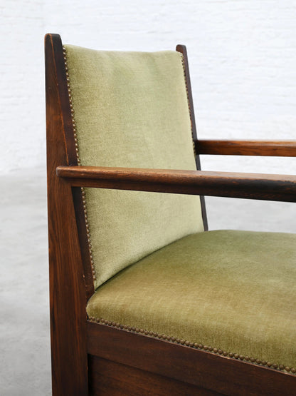 1920s Attributed to Hendrik Wouda Hague School Armchair, Stained Oak Chairs