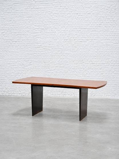Harvey Probber 1955 Bow-Tie Extendable Teak Dining Table with Brass Sabots, Dining Tables
