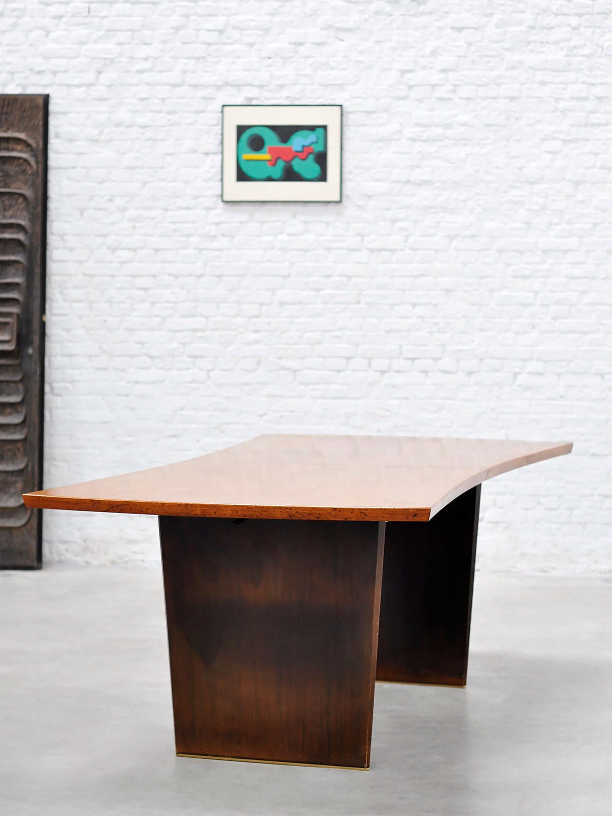 Harvey Probber 1955 Bow-Tie Extendable Teak Dining Table with Brass Sabots, Dining Tables
