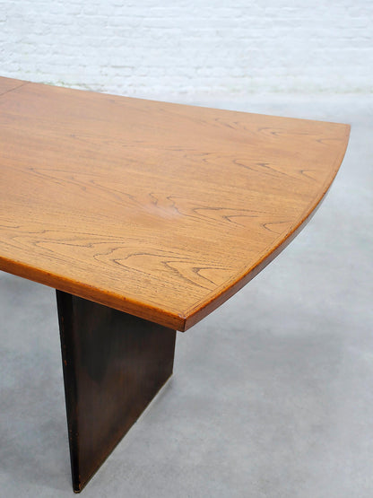 Harvey Probber 1955 Bow-Tie Extendable Teak Dining Table with Brass Sabots, Dining Tables