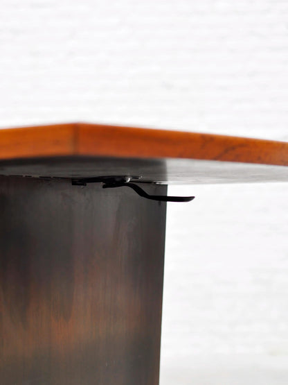 Harvey Probber 1955 Bow-Tie Extendable Teak Dining Table with Brass Sabots, Dining Tables