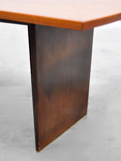 Harvey Probber 1955 Bow-Tie Extendable Teak Dining Table with Brass Sabots, Dining Tables