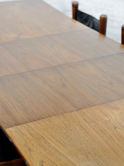 Harvey Probber 1955 Bow-Tie Extendable Teak Dining Table with Brass Sabots, Dining Tables