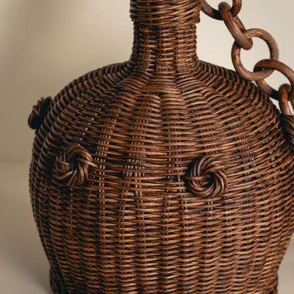 Heather Rattan Pendant Shade, Small, close up of the woven knot details