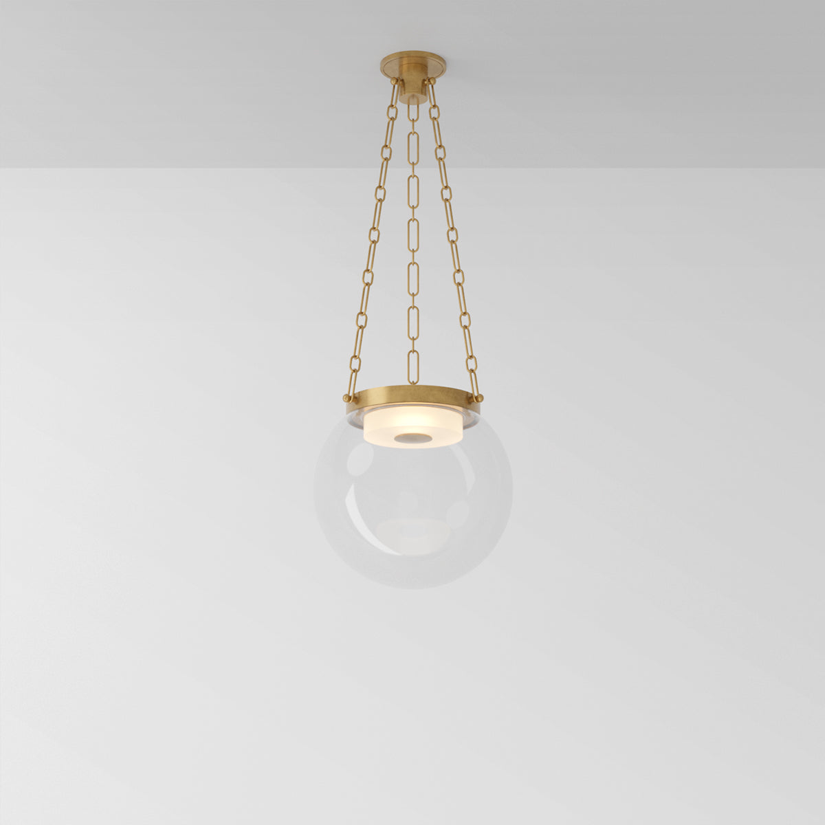 Helio 16 Pendant Light in Aged Brass Clear Glass Pendant Lights