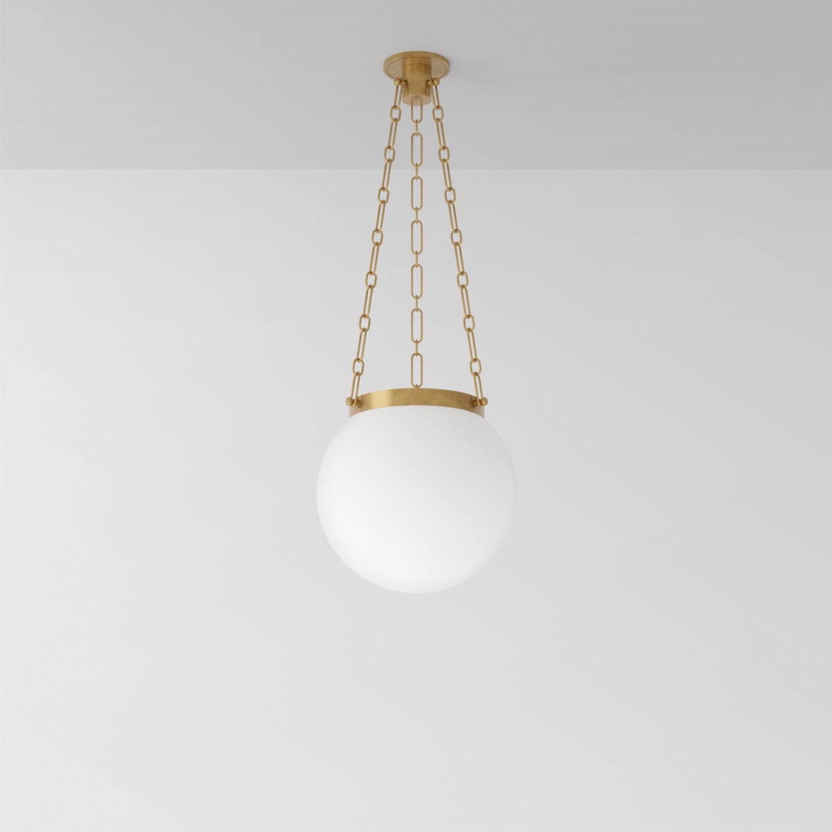 Helio 16 Pendant Light in Aged Brass Opal Glass Pendant Lights